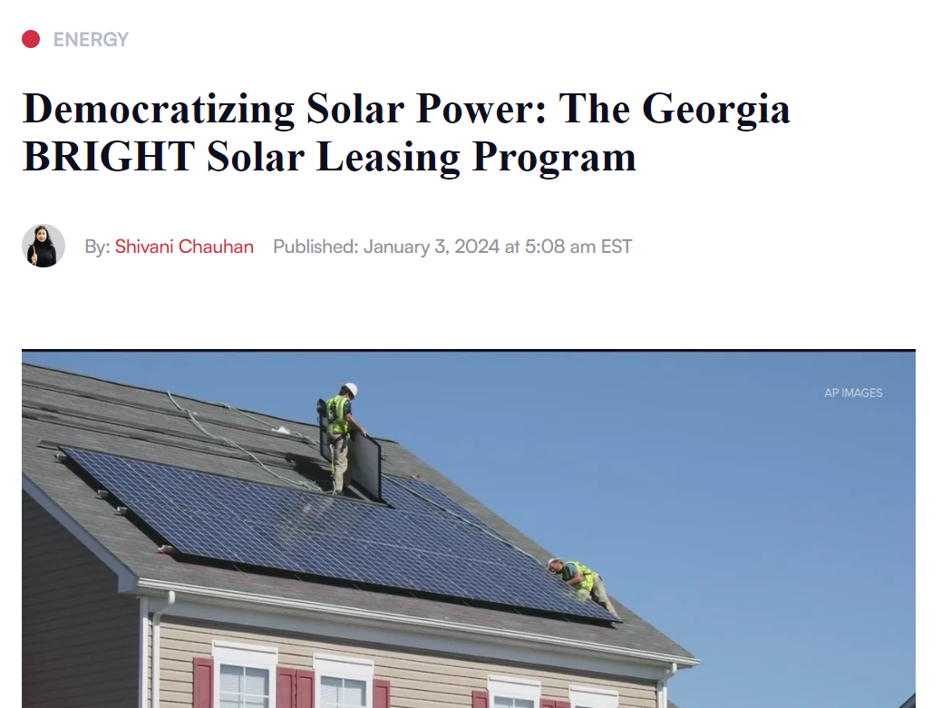 Democratizing Solar Power: The Georgia BRIGHT Solar Leasing Program