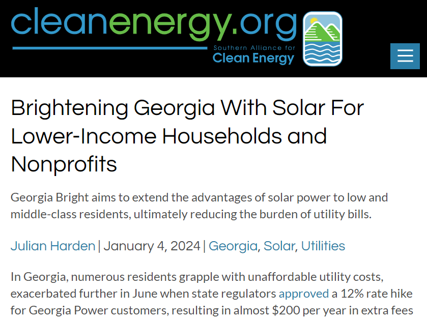 Brightening Georgia With Solar For Lower-Income Households and Nonprofits