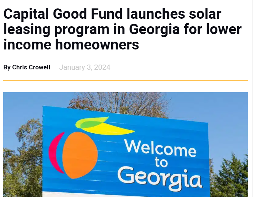 Capital Good Fund launches solar leasing program in Georgia for lower income homeowners