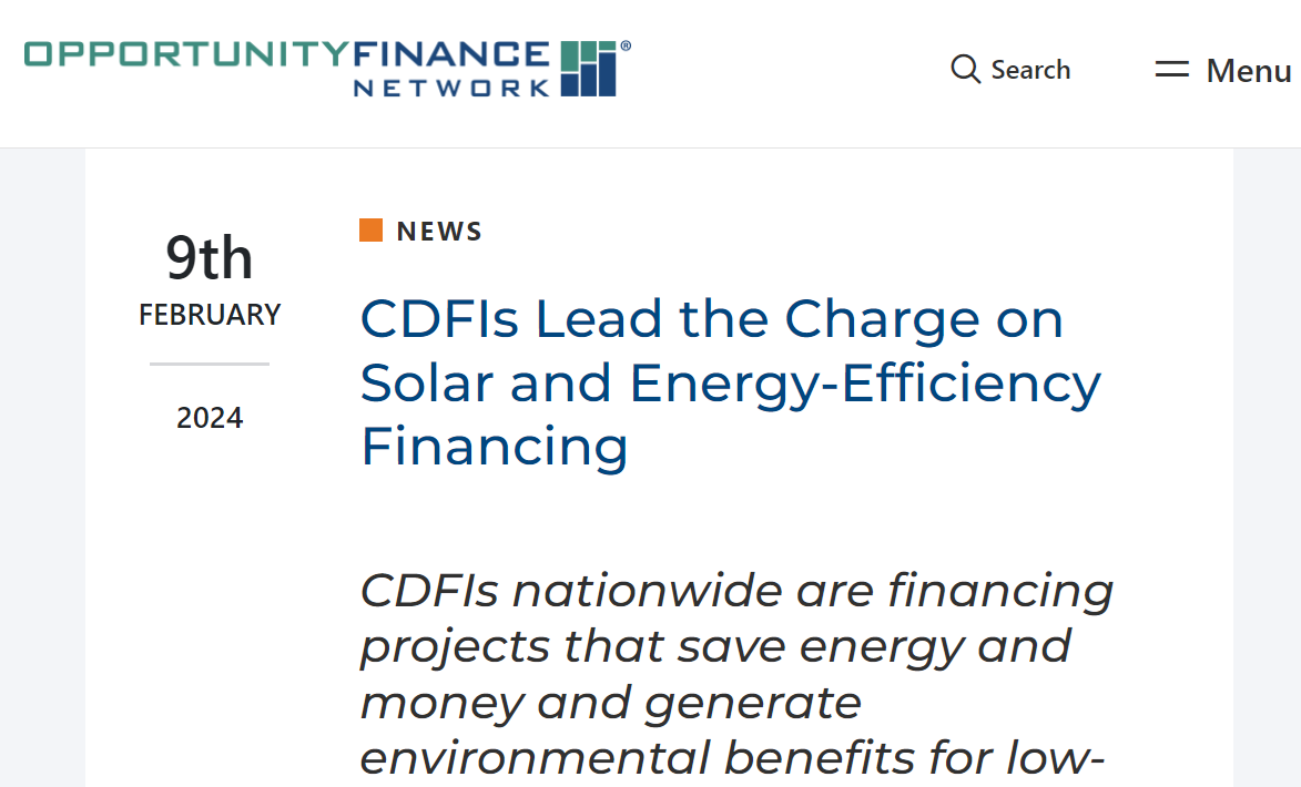 CDFIs Lead the Charge on Solar and Energy-Efficiency Financing